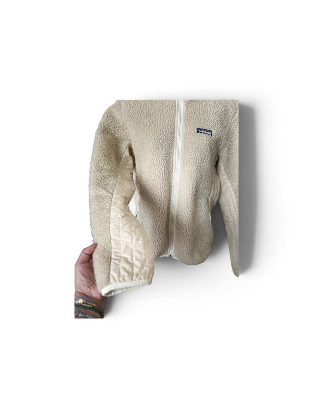 Patagonia Kids Cream Sherpa Puffer Jacket - Full Zip, Sz M - Picture 3 of 7